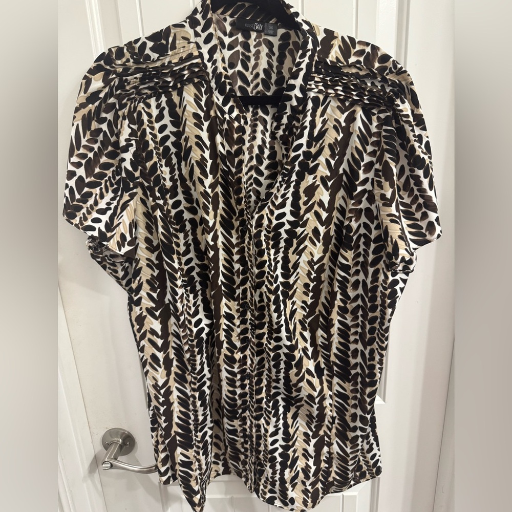 East 5th Plus Size 3X Black/Brown/Tan Top
